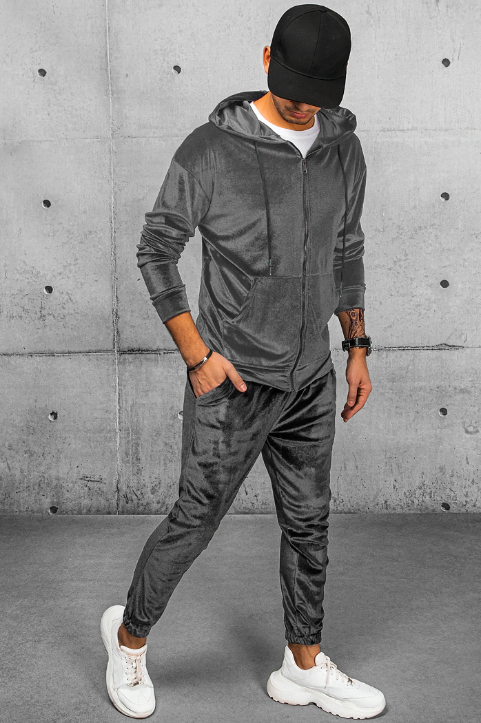 Bluza męska welurowa szara Dstreet BX5540