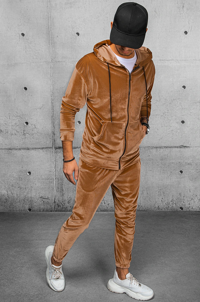 Bluza męska welurowa kamelowa Dstreet BX5542