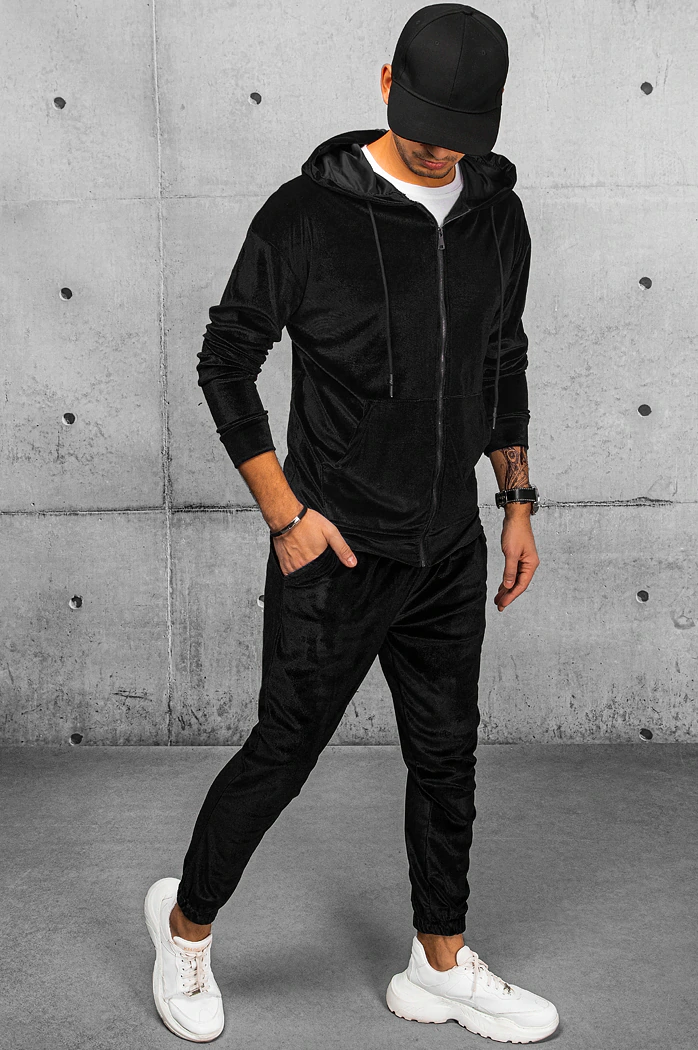 Bluza męska welurowa czarna Dstreet BX5544