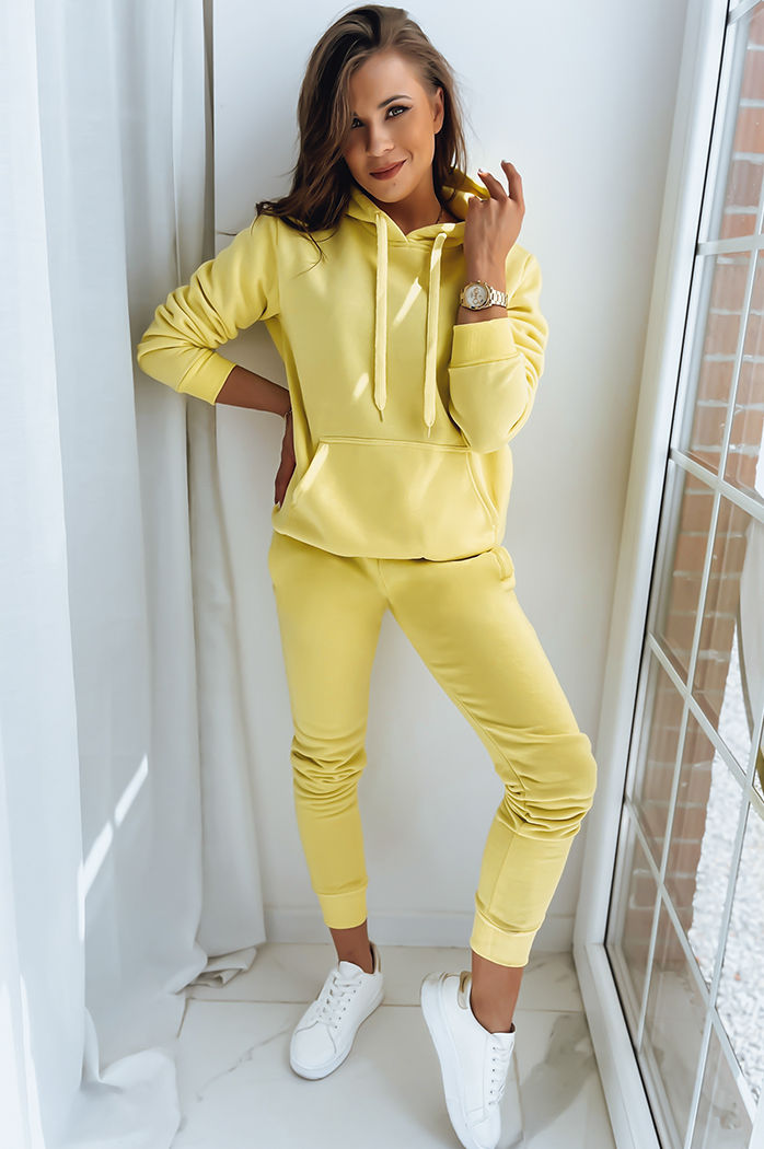 Bluza damska BASIC z kapturem żółta Dstreet BY0285z