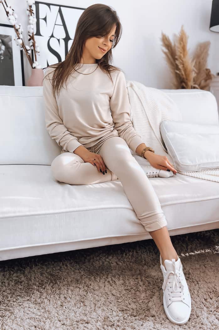 Komplet damski dresowy MILIAN jasnobeżowy Dstreet AY0819