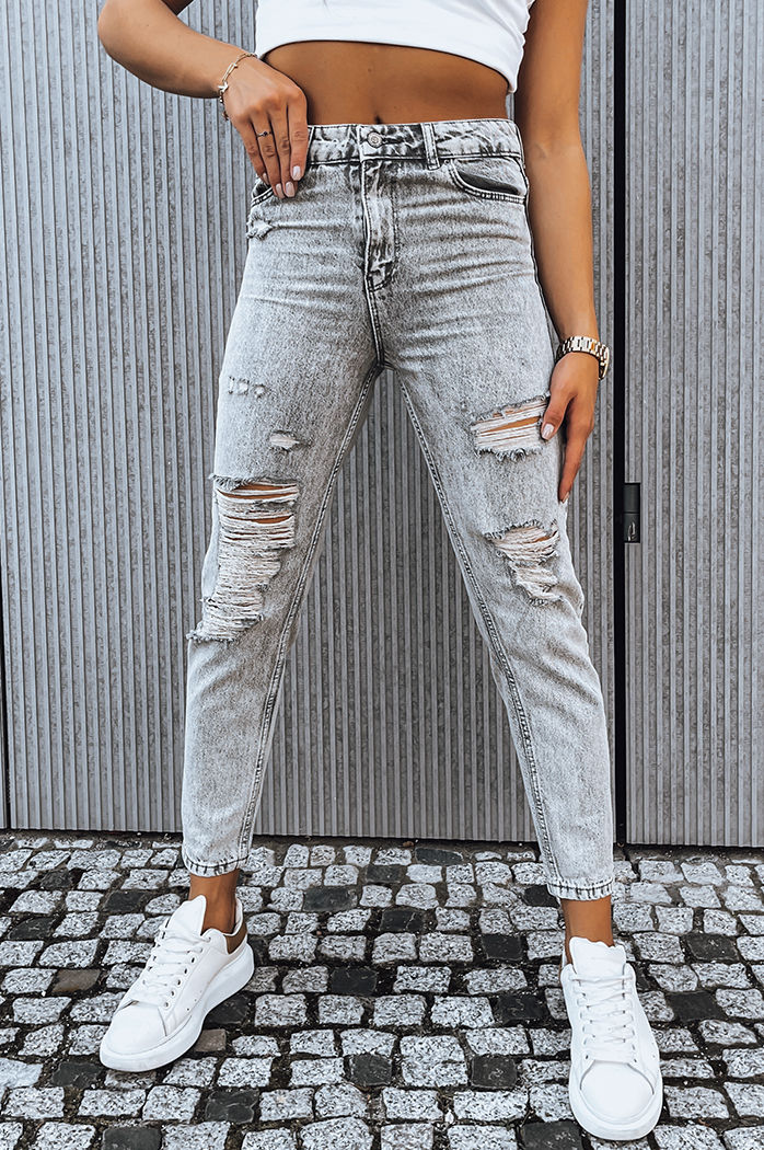 Jeansy damskie boyfriendy LORENT jasnoszare Dstreet UY1375