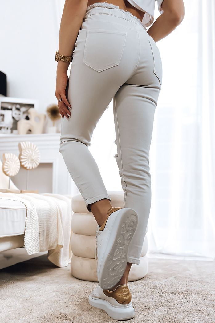 Spodnie damskie jeansowe MAYO jasnobeżowe Dstreet UY1378