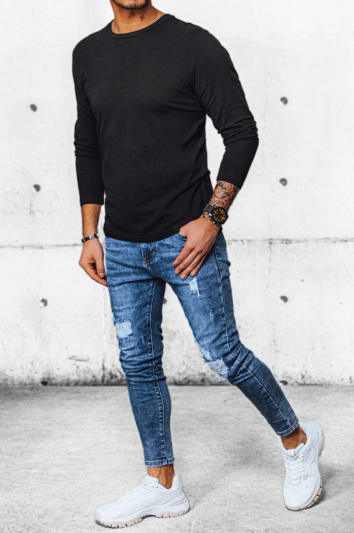 Longsleeve męski czarny Dstreet LX0559