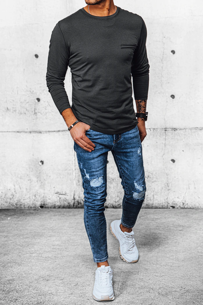 Longsleeve męski ciemoszary Dstreet LX0561