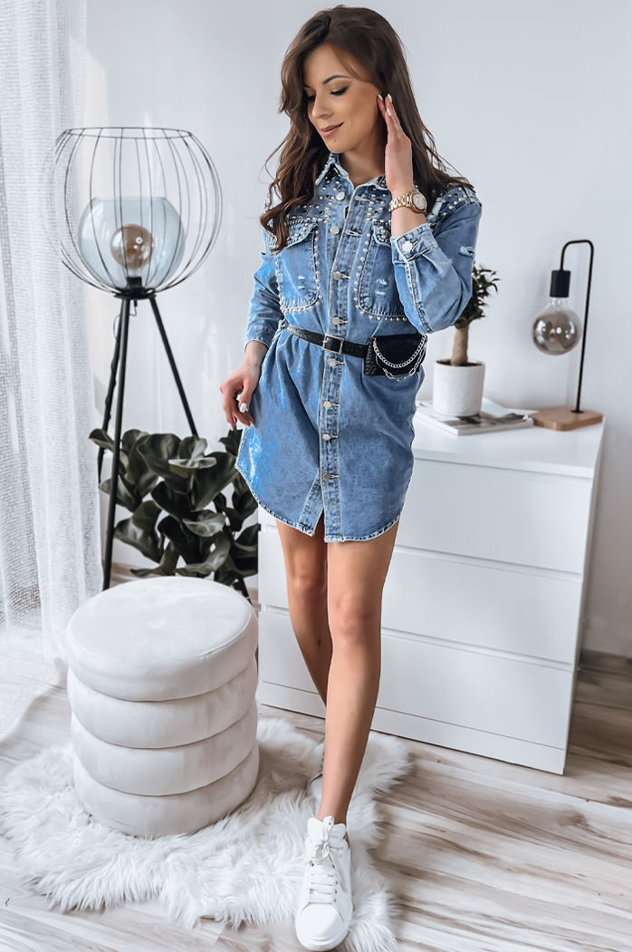 Sukienka jeansowa ZAVIA jasnoniebieska Dstreet EY2228