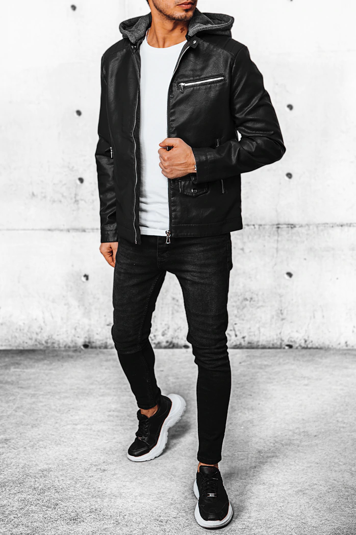 Kurtka męska skórzana czarna Dstreet TX4387