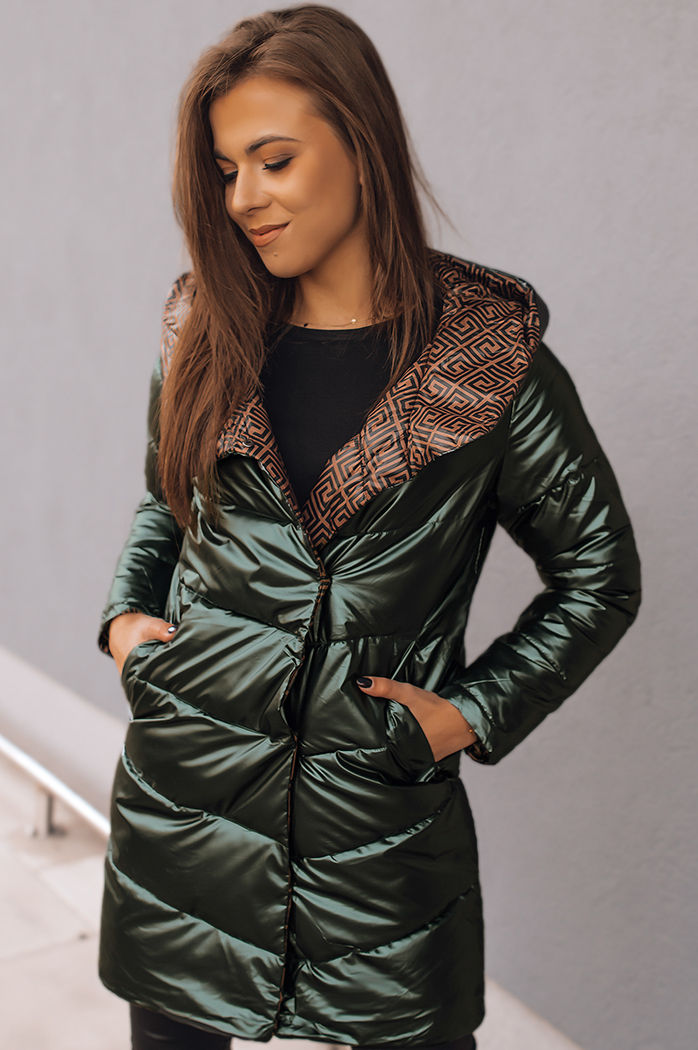 Kurtka przejściowa damska dwustronna DELSY LONG zielona Dstreet TY3480