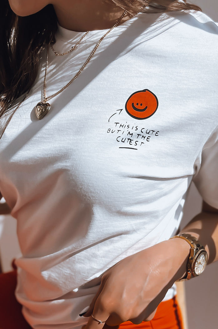 T-shirt damski THE CUTEST ecru Dstreet RY2158