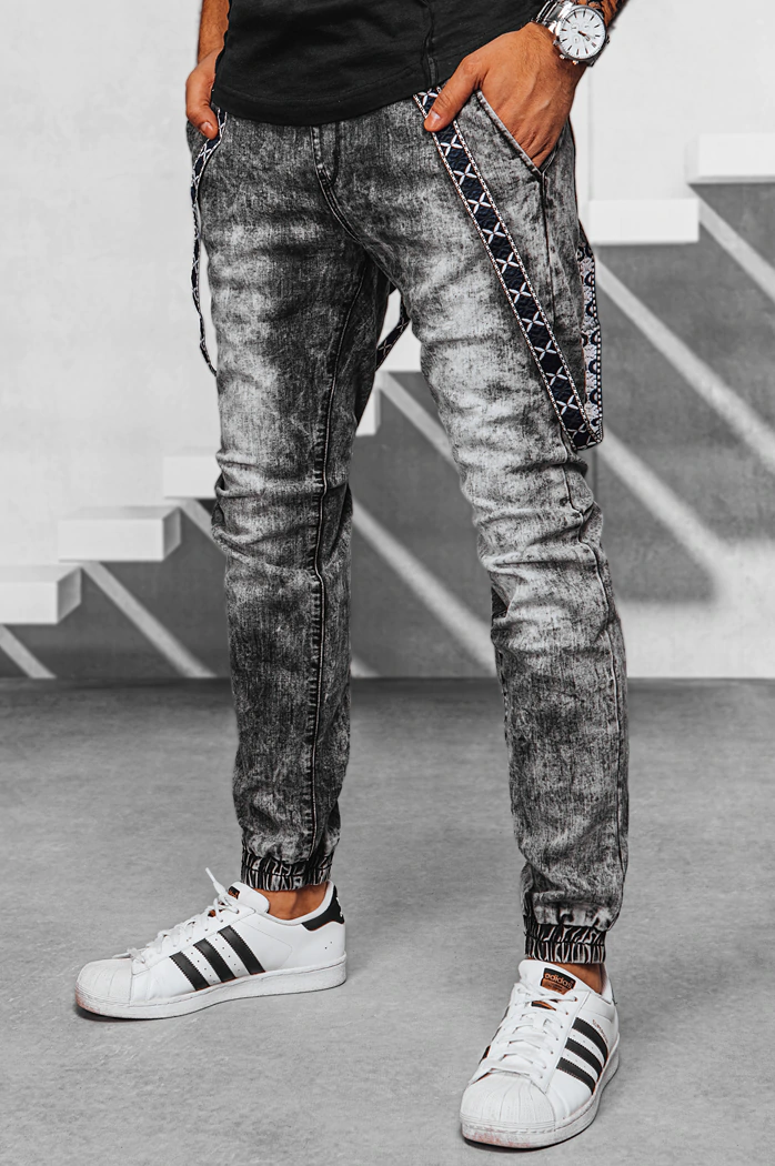 Spodnie męskie jeansowe joggery czarne Dstreet UX3943