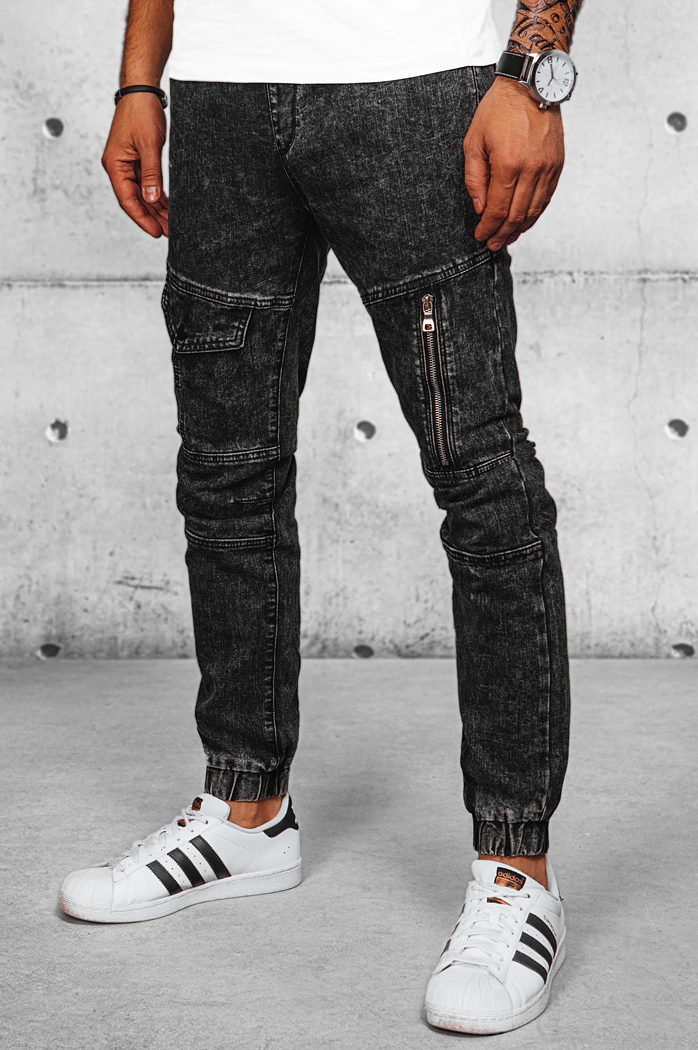 Spodnie męskie jeansowe joggery czarne Dstreet UX3944