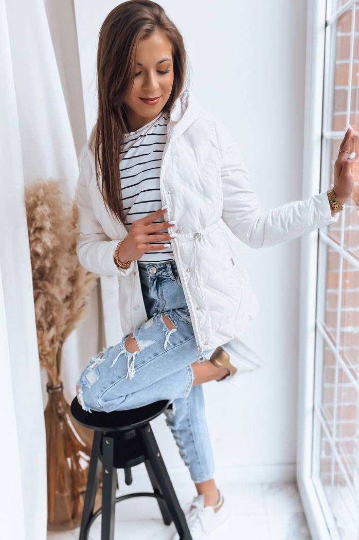 Pikowana kurtka damska ALCAMO biała Dstreet TY3598