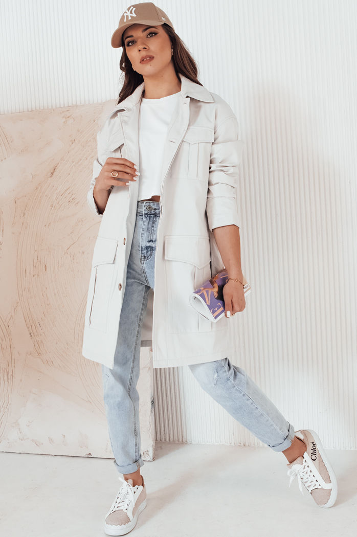 Płaszcz damski przejściowy wiązany VERMONT jasnoszary Dstreet NY0581