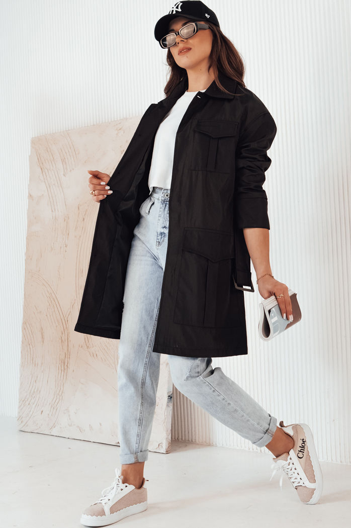 Płaszcz damski przejściowy wiązany VERMONT czarny Dstreet NY0582