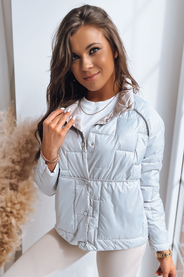 Dwustronna kurtka damska pikowana NATINA jasnoszara Dstreet TY3618