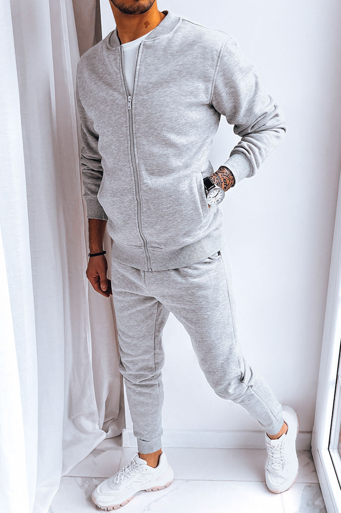 Komplet dresowy męski ocieplany jasnoszary Dstreet AX0728