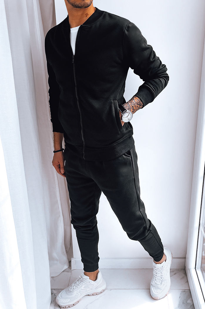 Komplet dresowy męski ocieplany czarny Dstreet AX0729