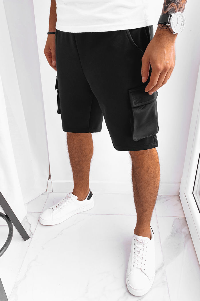 Spodenki męskie dresowe bojówki czarne Dstreet SX2225