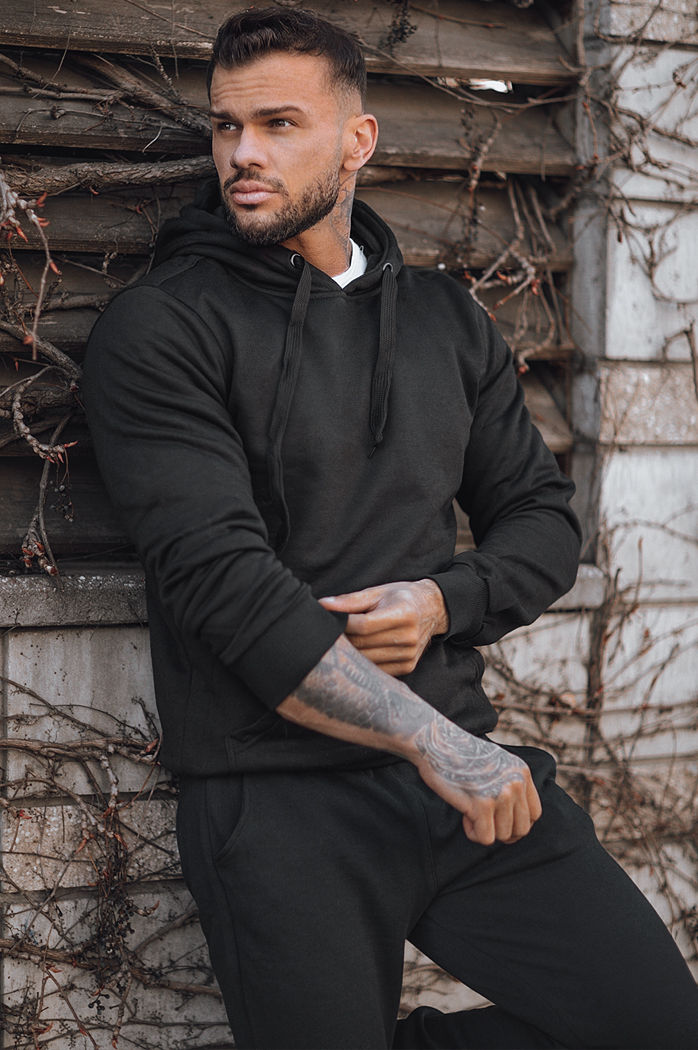 Bluza męska z kapturem czarna Dstreet BX2028z