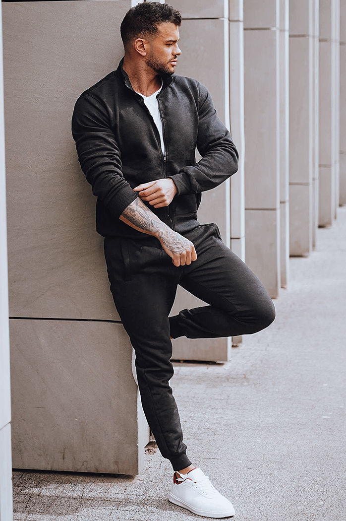 Bluza męska rozpinana bez kaptura czarna Dstreet BX4110z