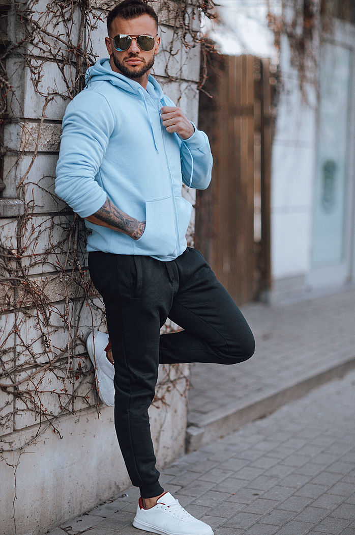 Bluza męska z kapturem błękitna Dstreet BX4246z