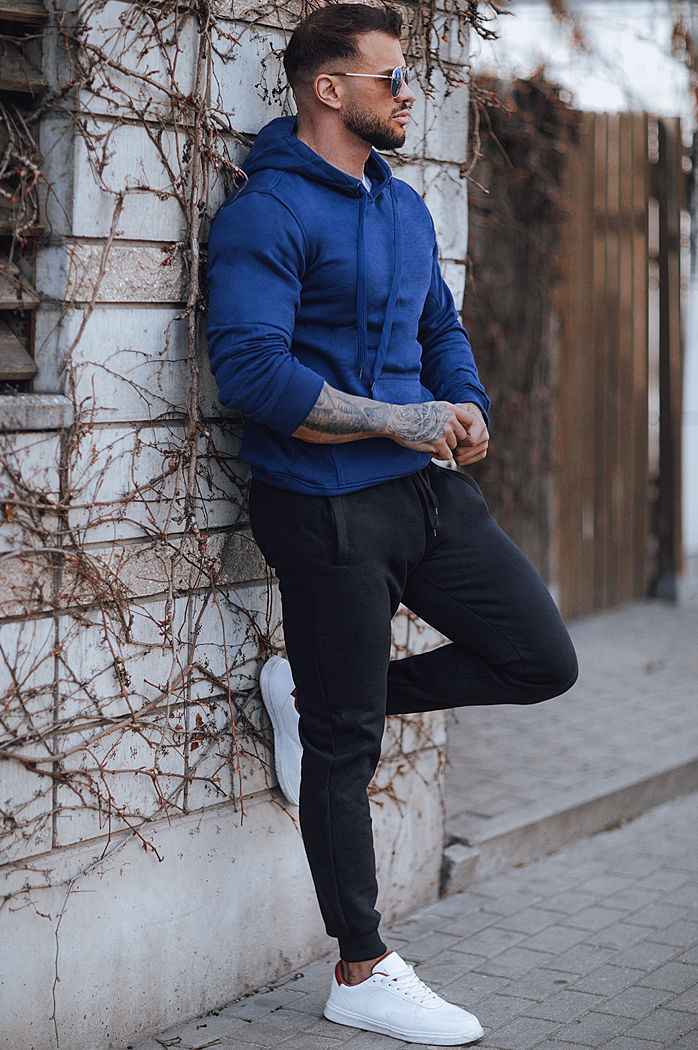 Bluza męska z kapturem niebieska Dstreet BX4684z