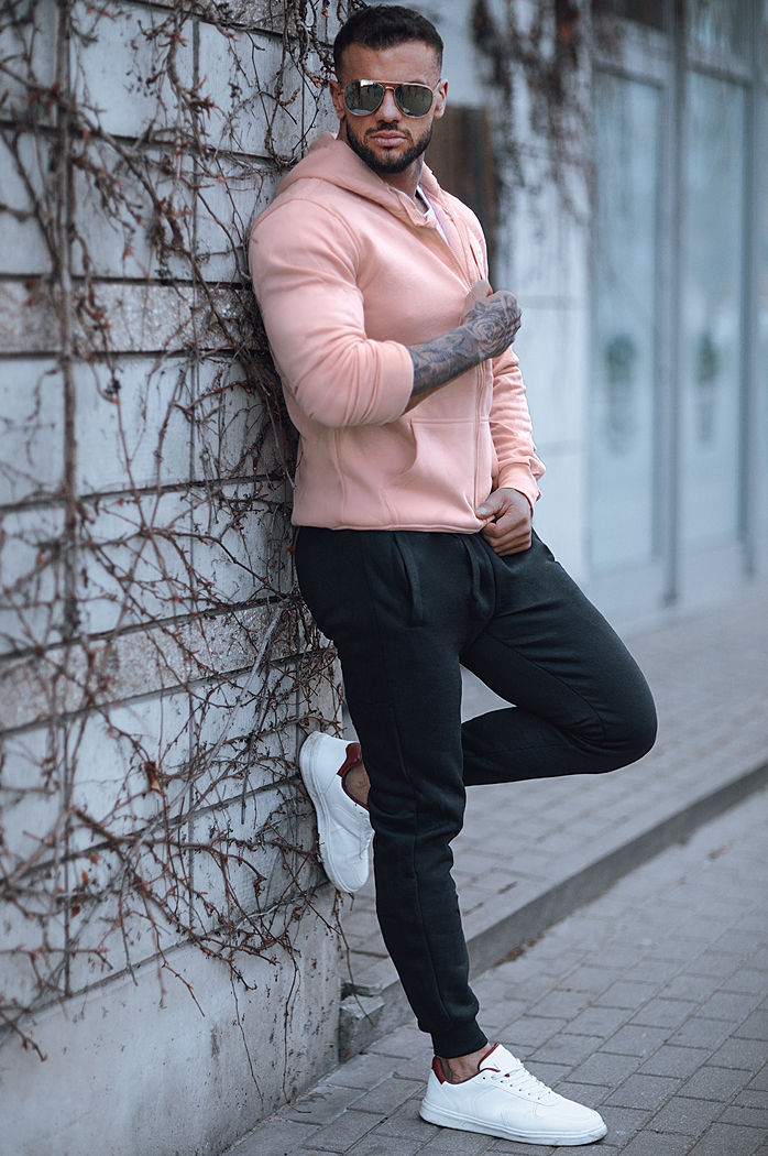 Bluza męska z kapturem różowa Dstreet BX4834z