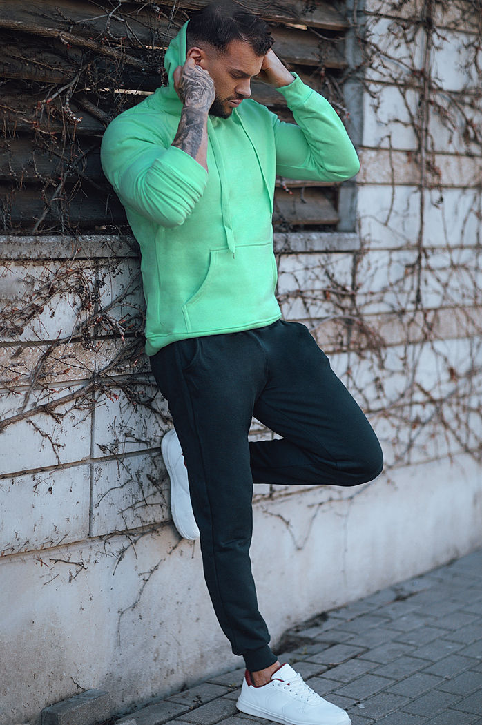 Bluza męska z kapturem miętowa Dstreet BX4946z