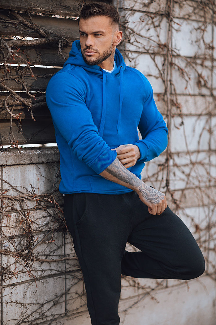 Bluza męska z kapturem błękitna Dstreet BX5081z