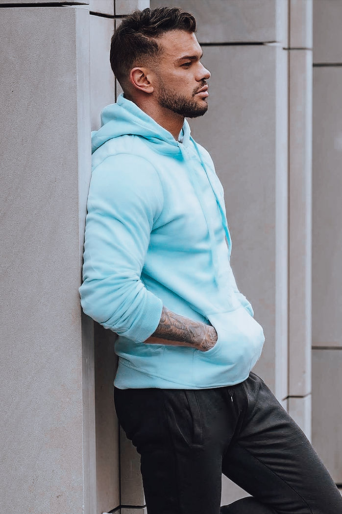 Bluza męska z kapturem błękitna Dstreet BX5107z