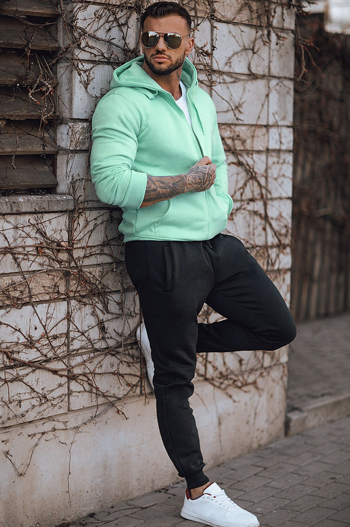 Bluza męska z kapturem miętowa Dstreet BX5231z