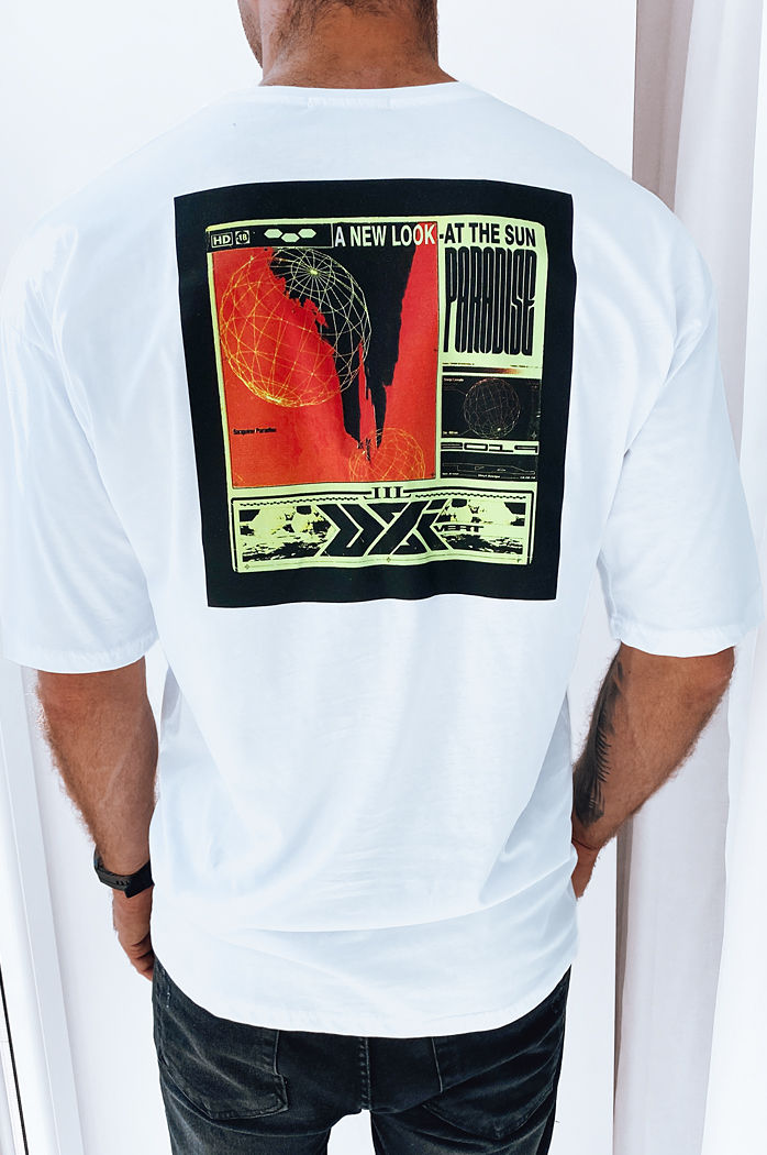 T-shirt męski z nadrukiem biały Dstreet RX5301