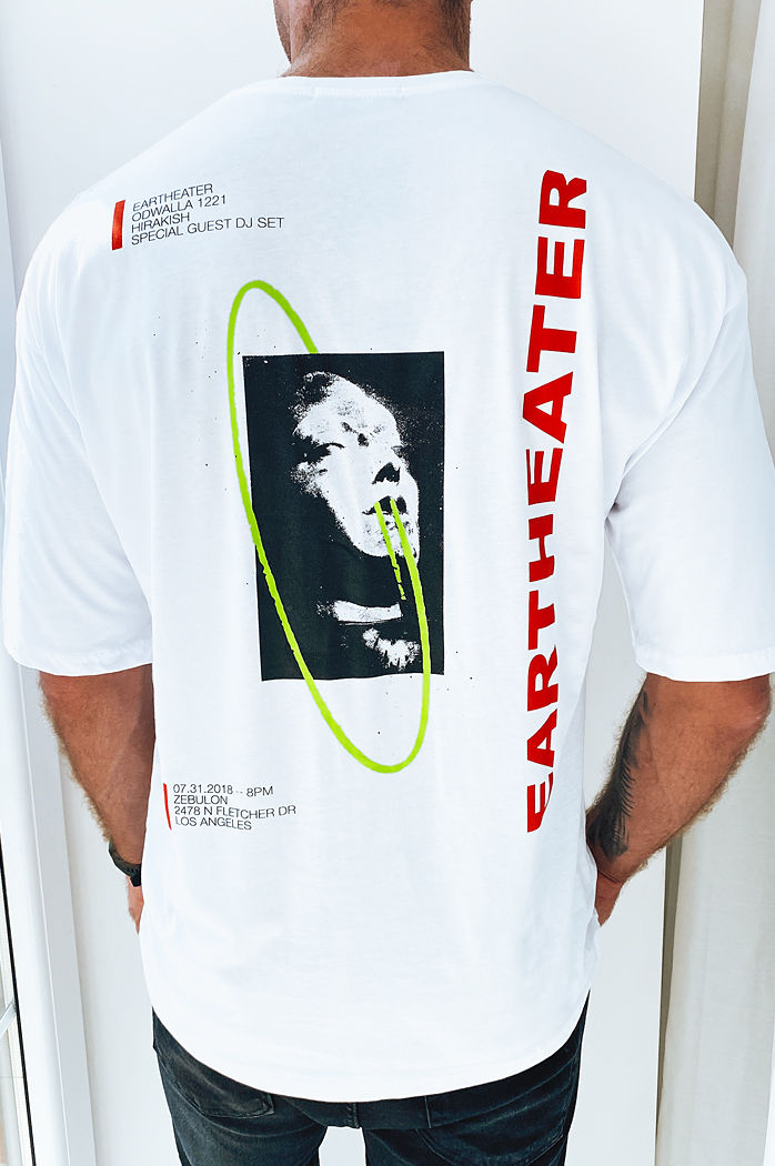 T-shirt męski z nadrukiem biały Dstreet RX5302