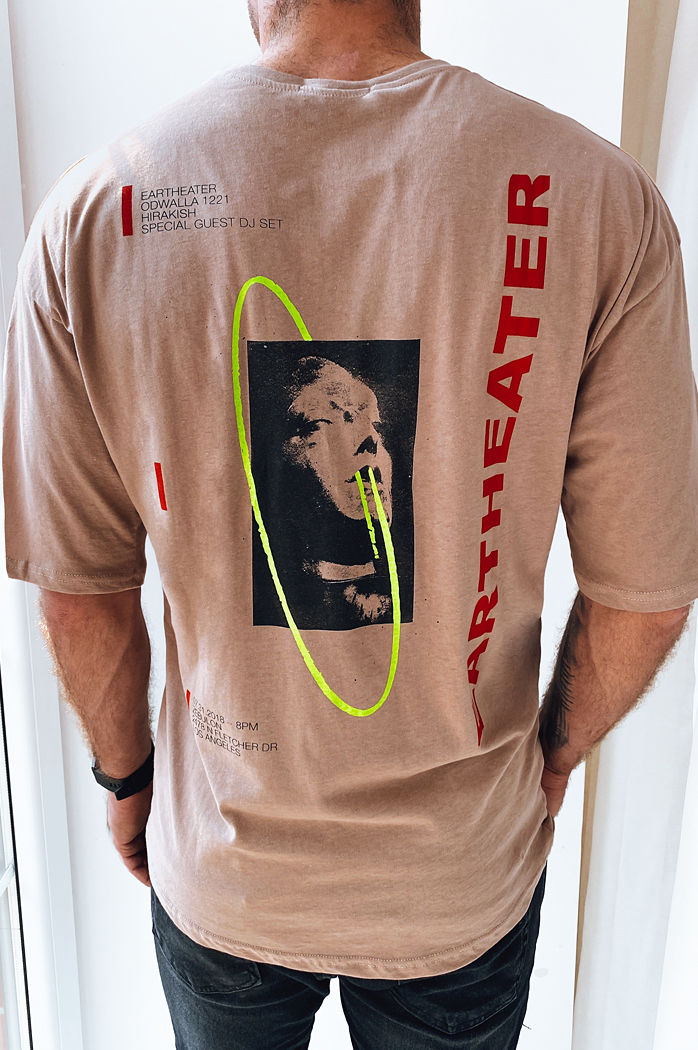 T-shirt męski z nadrukiem cappuccino Dstreet RX5303