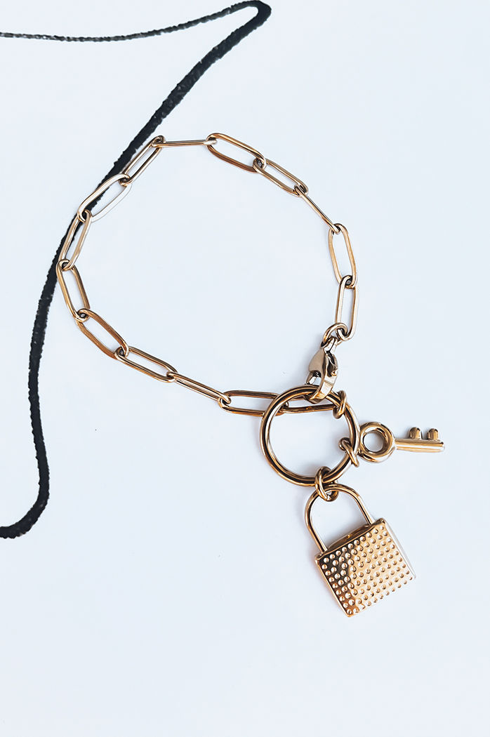 Bransoletka LOCK KEY złota Dstreet LY0099