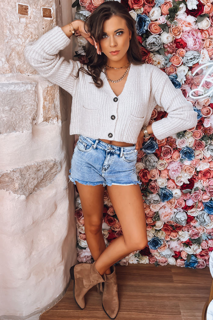 Sweter damski SISTERS jasnobeżowy Dstreet MY1959z