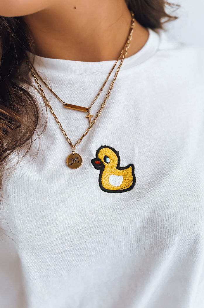 T-shirt damski z naszywką MIA ROSE ecru Dstreet RY2254