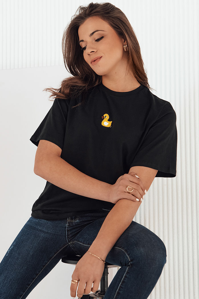 T-shirt damski z naszywką MIA ROSE czarny Dstreet RY2255