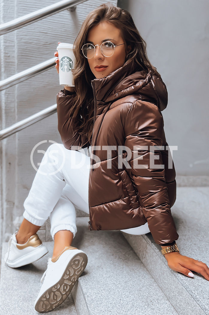 Kurtka przejściowa damska pikowana LOLAROSE brązowa Dstreet TY3682