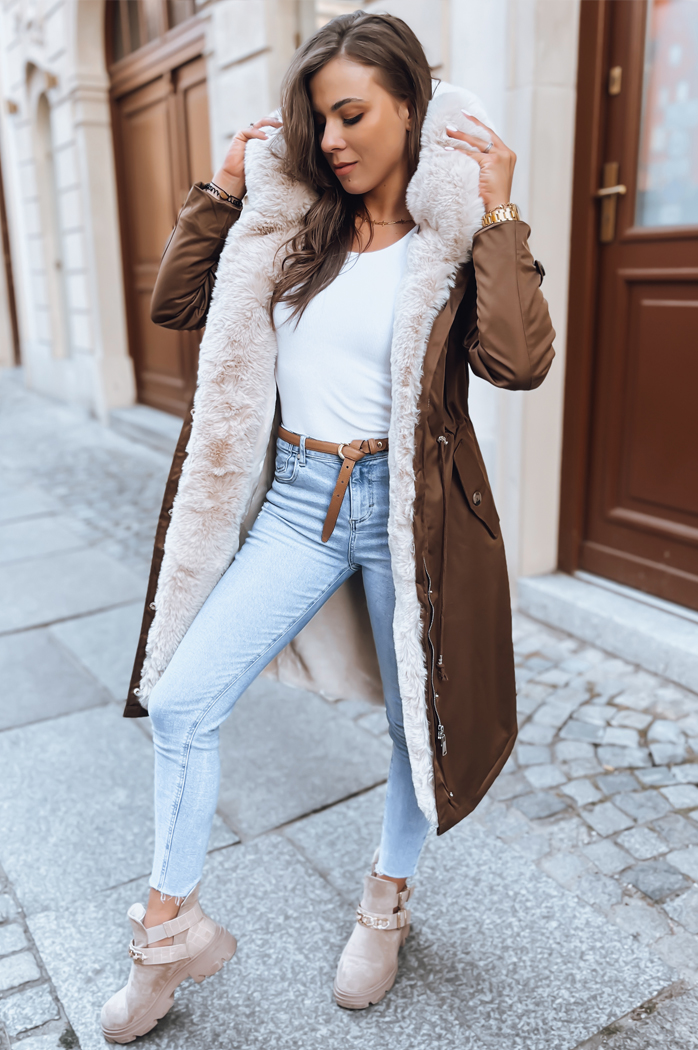 Kurtka zimowa damska parka HARPERSOFT brązowa Dstreet TY3686