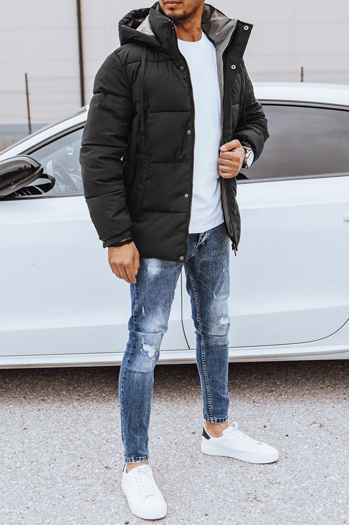 Zimowa pikowana kurtka męska czarna Dstreet TX4463
