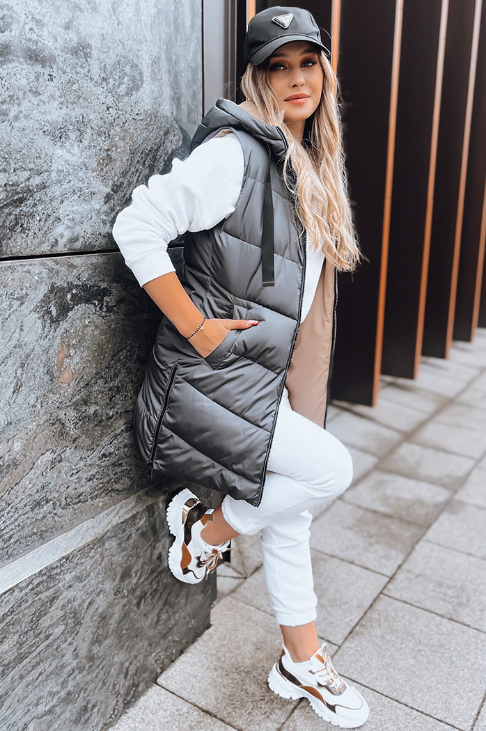 Ciemnoszara dwustronna kamizelka damska ONADE Dstreet TY3725