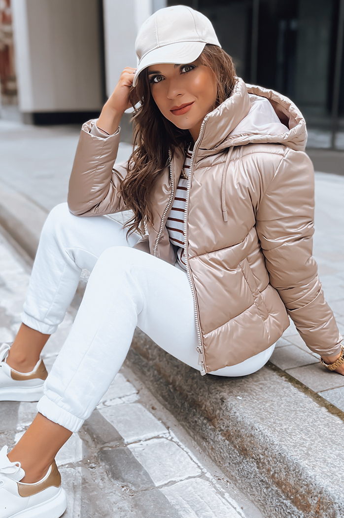 Kurtka przejściowa damska pikowana LOLAROSE beżowa Dstreet TY3738