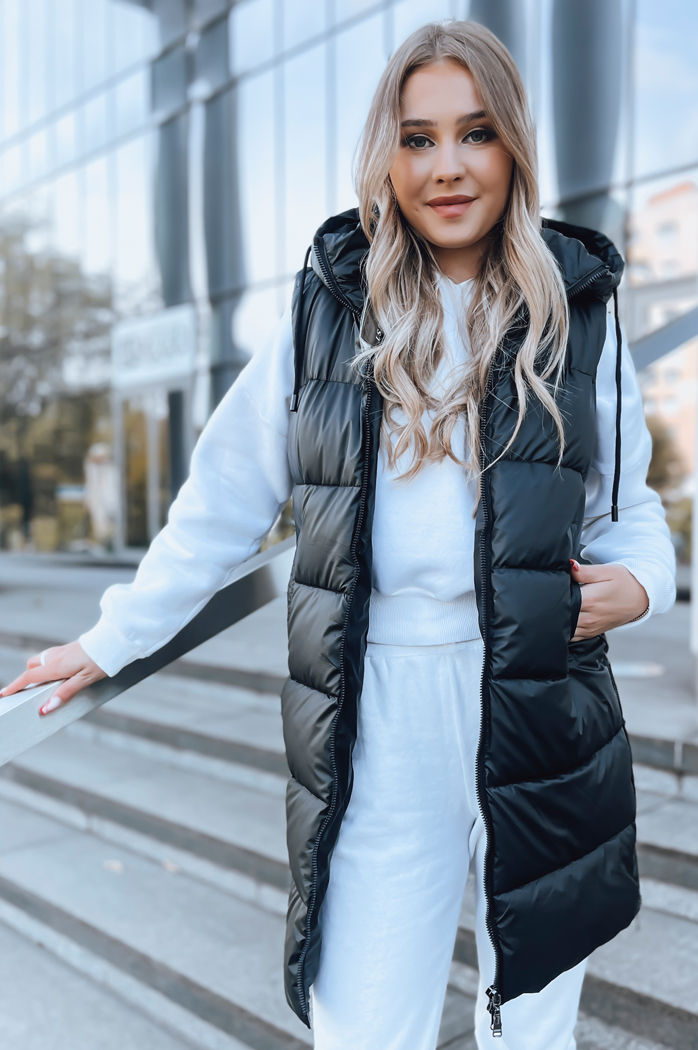 Pikowana kamizelka damska FAR AWAY czarna Dstreet TY3748