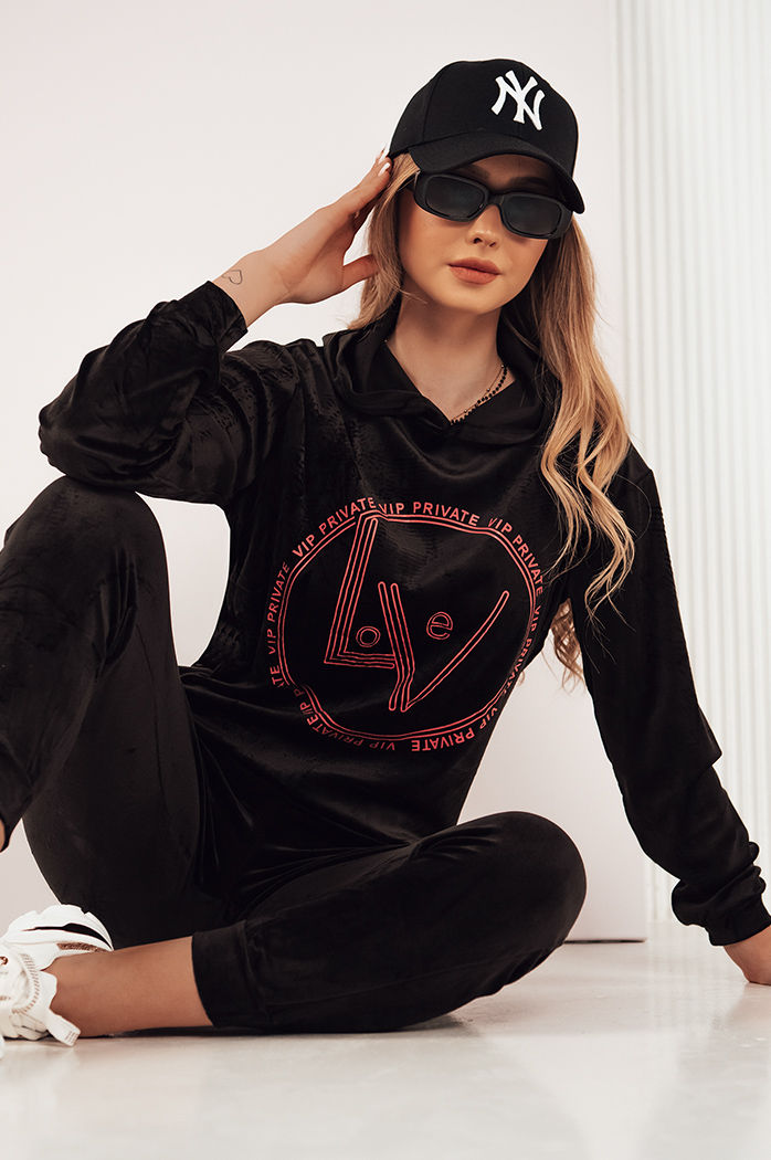 Welurowy komplet damski VIP PRIVATE czarny Dstreet AY0872