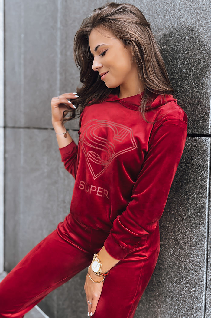 Bordowy damski komplet welurowy Vogue Velour Dstreet AY0875