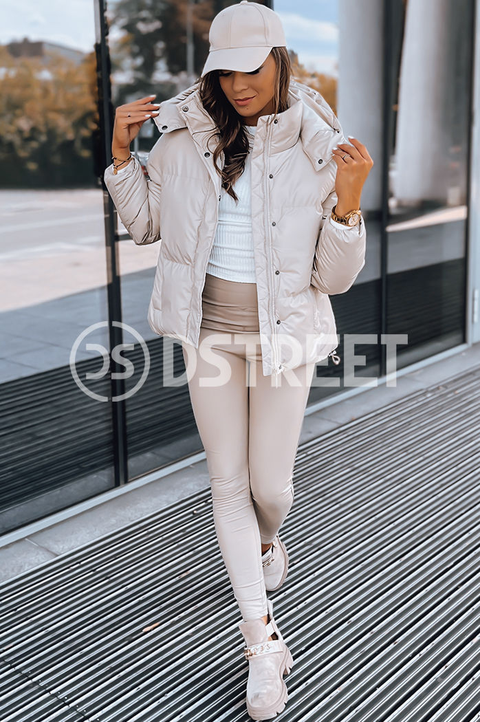 Kurtka przejściowa skórzana damska COLLAR beżowa Dstreet TY3763