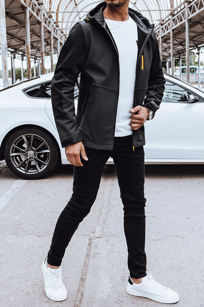 Softshellowa kurtka męska z kapturem szara Dstreet TX4465