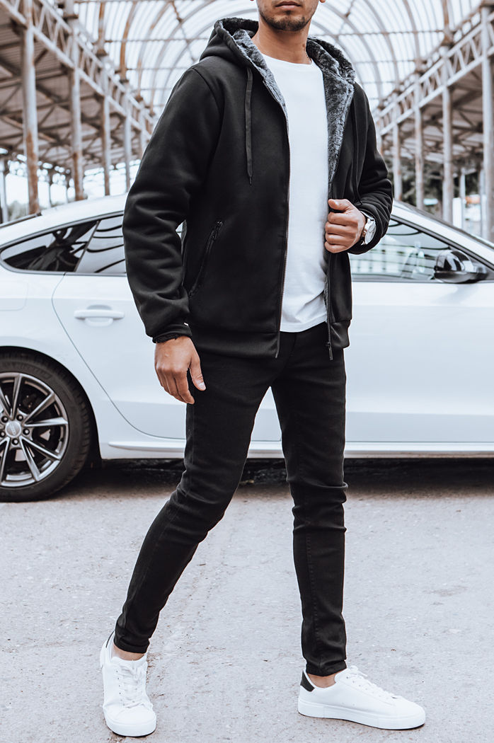 Rozpinana bluza męska ocieplana czarna Dstreet BX5597