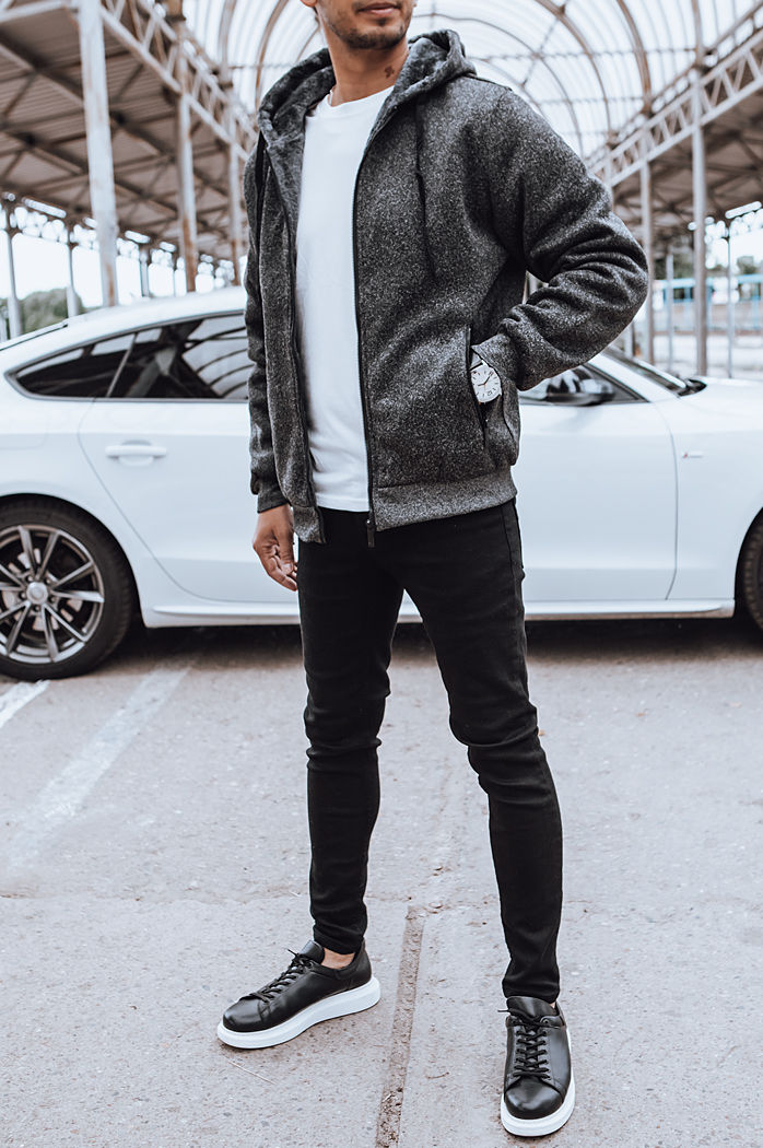 Rozpinana bluza męska ocieplana ciemnoszara Dstreet BX5598